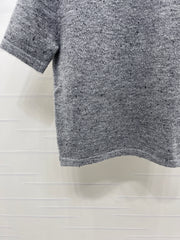 Shoulder-Button Knit Short-Sleeve Top