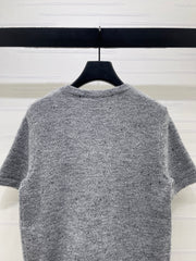 Shoulder-Button Knit Short-Sleeve Top