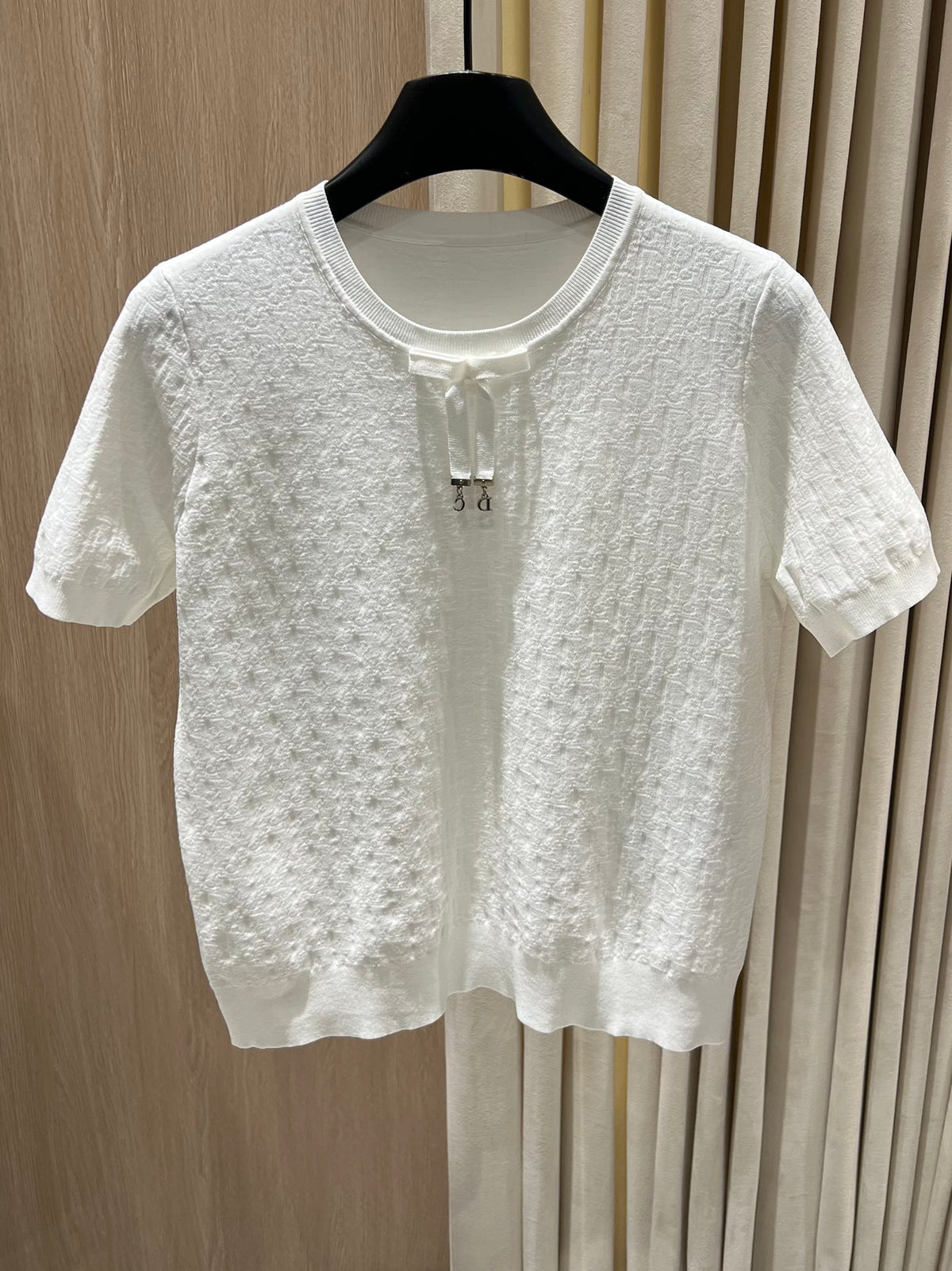 Short-Sleeve Knit Top with Tie Detail