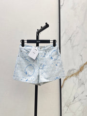Floral Print Denim Shorts