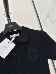 Short-sleeved knitted polo sweater
