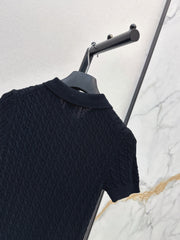 Short-sleeved knitted polo sweater