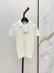 Short-sleeved knitted polo sweater
