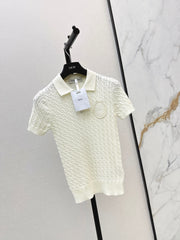 Short-sleeved knitted polo sweater