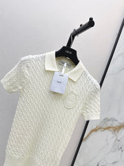 Short-sleeved knitted polo sweater