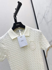 Short-sleeved knitted polo sweater