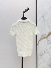 Short-sleeved knitted polo sweater