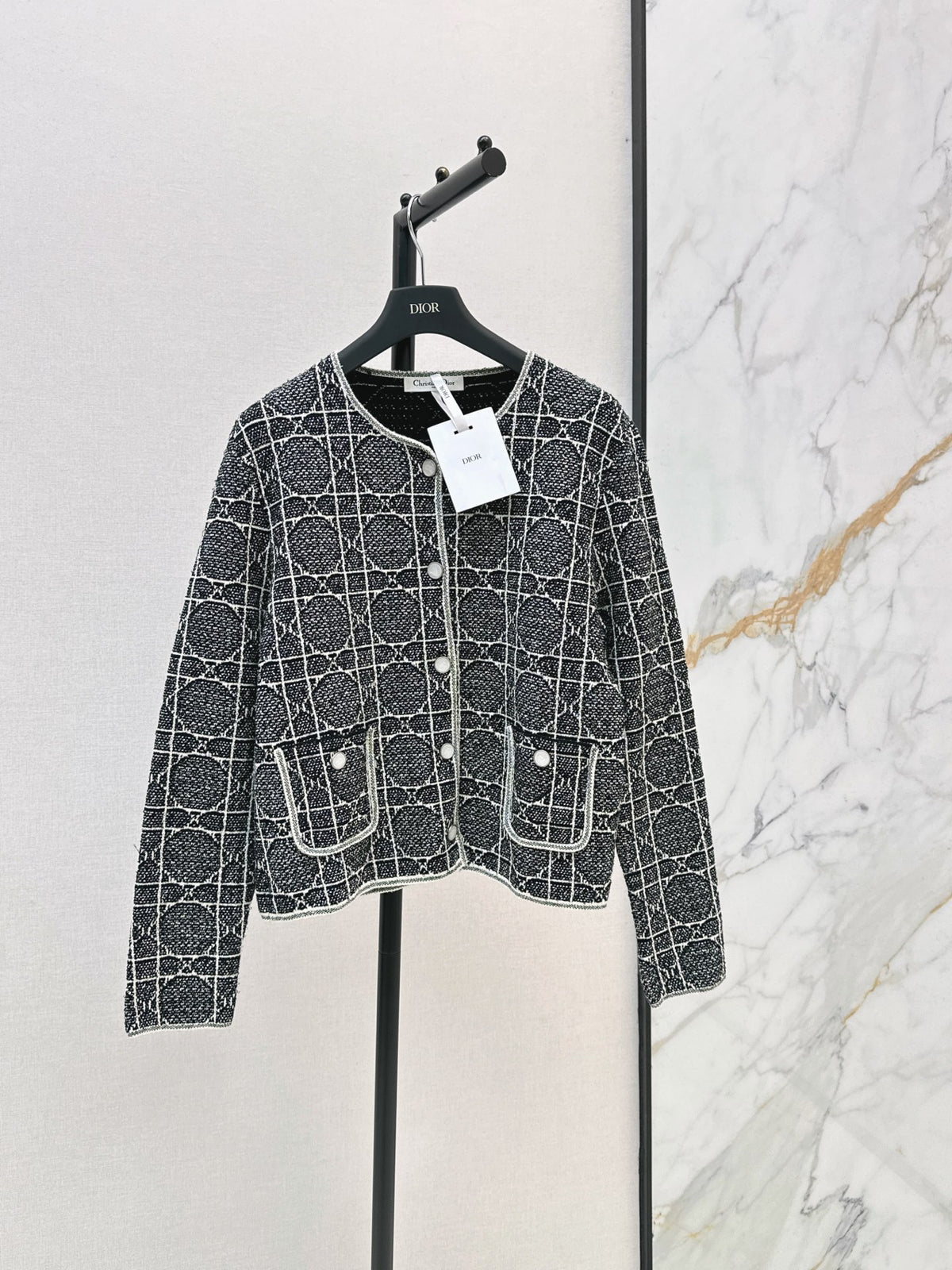 Cannage-pattern knit cardigan