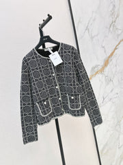 Cannage-pattern knit cardigan