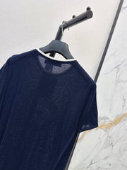 Short-Sleeved Knit Top with Heart Embroidery