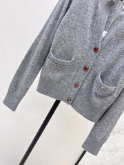 V-Neck Long-Sleeve Knit Cardigan