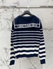 Striped Knit Top with a Sailor Collar