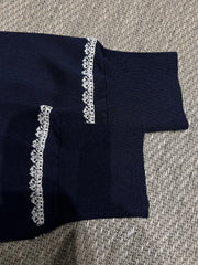 Lace-Trimmed Knit Cardigan
