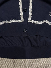 Lace-Trimmed Knit Cardigan