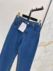 Embroidered-Pocket Jeans