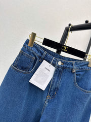Embroidered-Pocket Jeans