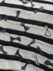 Striped Knit Top with Bow Embroidery