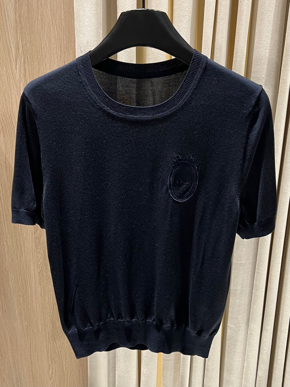 Embroidered Knit Short-Sleeve Top