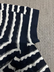 Striped Open-Knit Short-Sleeve Top