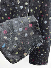Painted-print wide-leg jeans