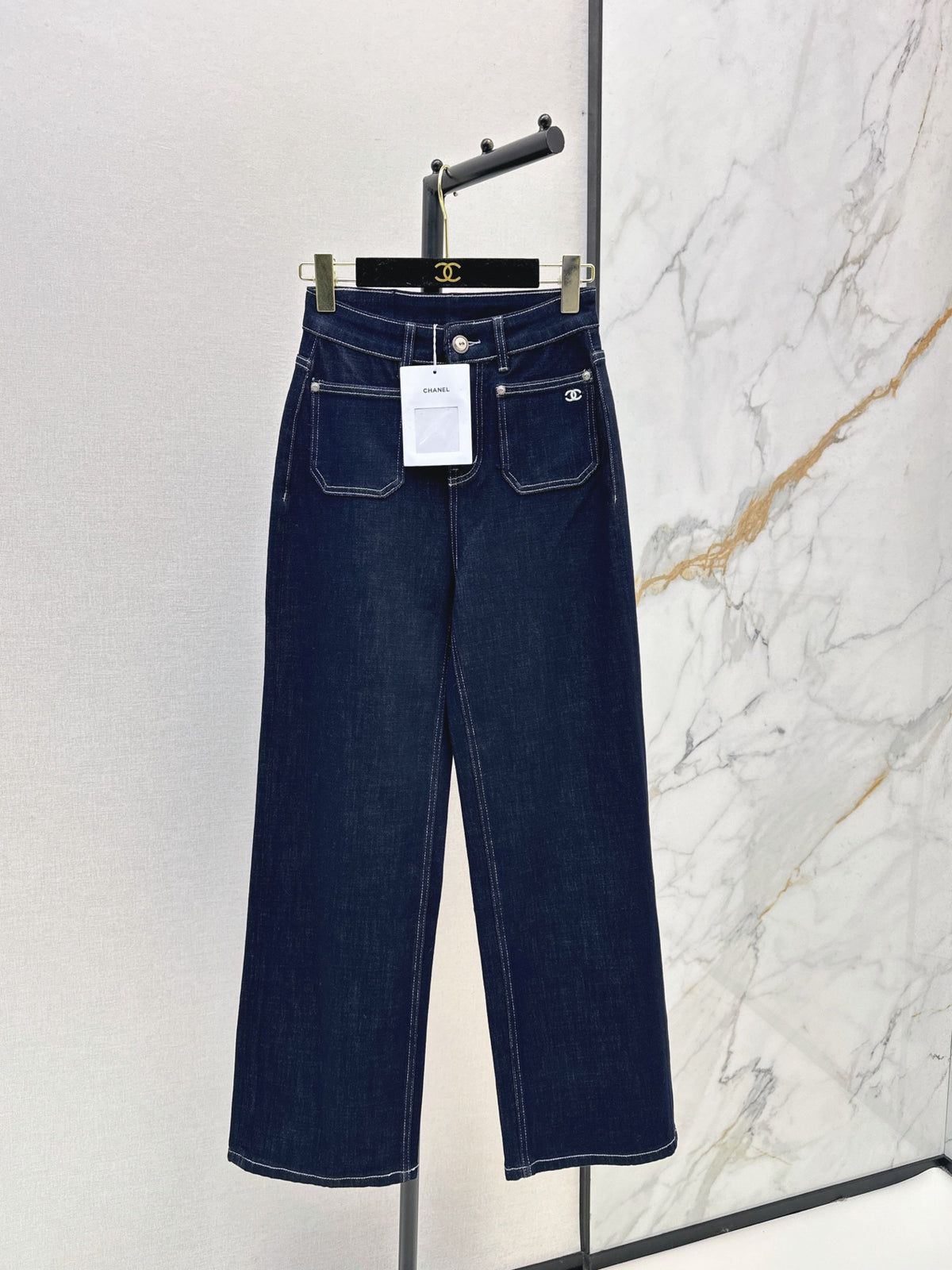 Vintage-wash straight-leg jeans