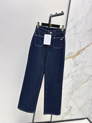 Vintage-wash straight-leg jeans