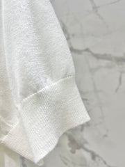 Embroidered Linen-Blend Knit Short-Sleeve Top