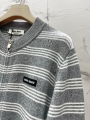 Vintage-Style Striped Wool Cardigan