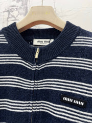 Vintage-Style Striped Wool Cardigan