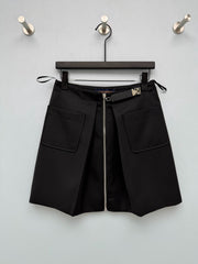 Buckle-Detail A-Line Mini Skirt