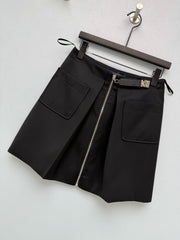 Buckle-Detail A-Line Mini Skirt