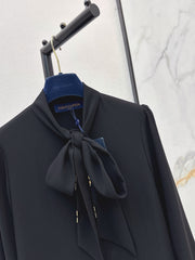 Black Tie-Front Dress