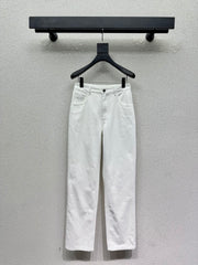 Denim Trousers with Embroidered Pocket Logo