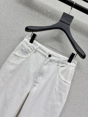 Denim Trousers with Embroidered Pocket Logo