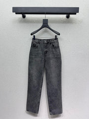 Denim Trousers with Embroidered Pocket Logo