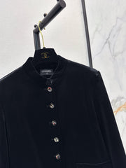 Velvet Jacket with a Chic Small Stand Collar