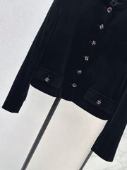 Velvet Jacket with a Chic Small Stand Collar