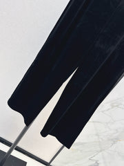 High-Waisted Straight-Leg Velvet Trousers