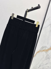High-Waisted Straight-Leg Velvet Trousers