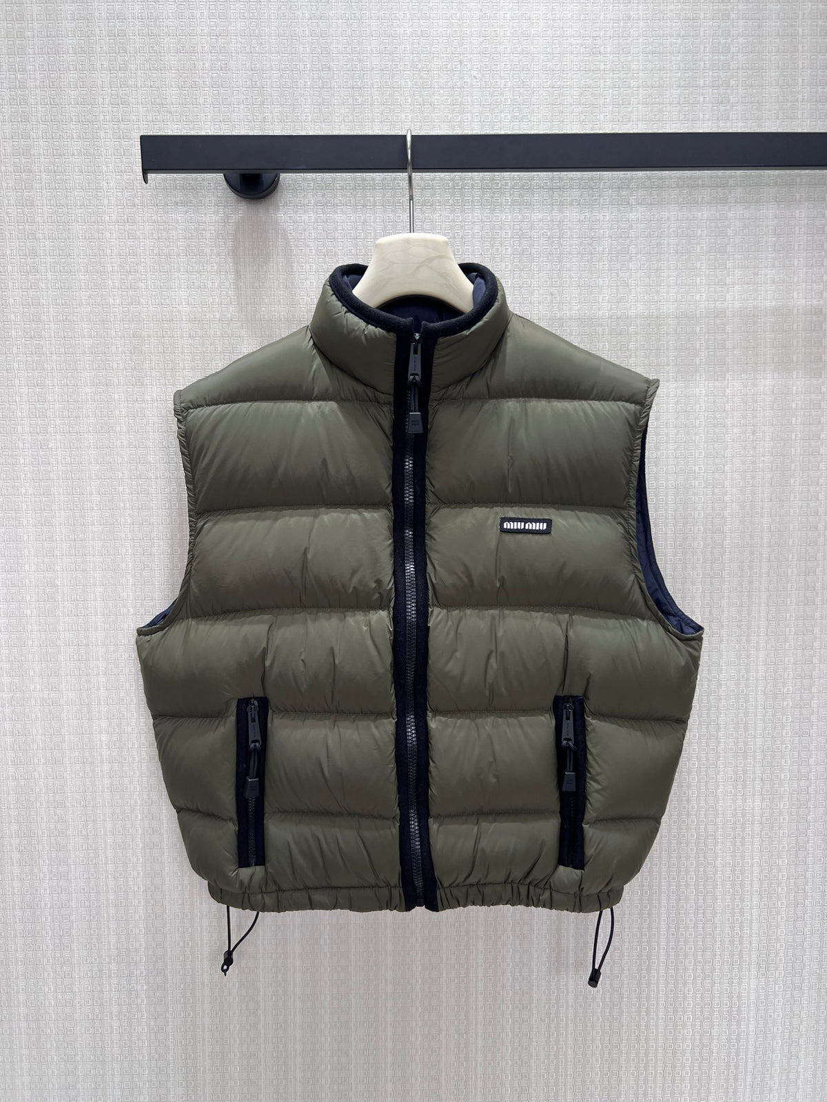 Army Green Stand-Collar Down Vest