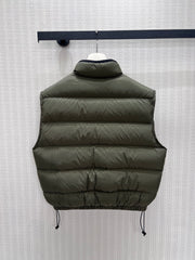 Army Green Stand-Collar Down Vest