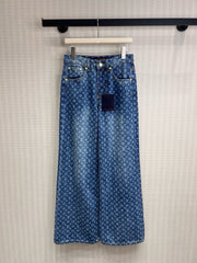 All-Over Print Wide-Leg Jeans