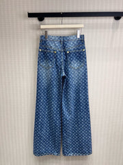 All-Over Print Wide-Leg Jeans
