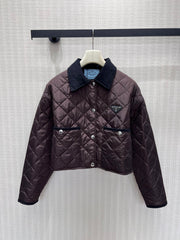 Cropped Diamond-Quilted Padded Jacket