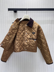 Cropped Diamond-Quilted Padded Jacket