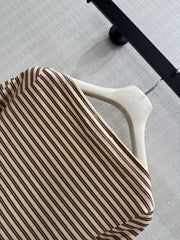 Striped Long-Sleeve Boat-Neck Top