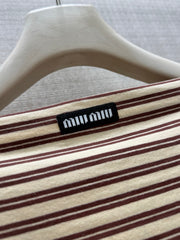 Striped Long-Sleeve Boat-Neck Top