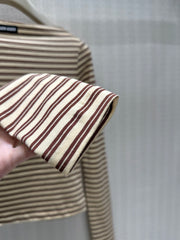 Striped Long-Sleeve Boat-Neck Top