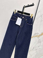 Vintage-wash raw denim jeans