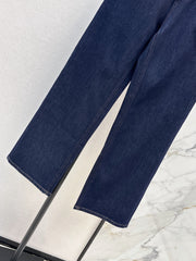 Vintage-wash raw denim jeans
